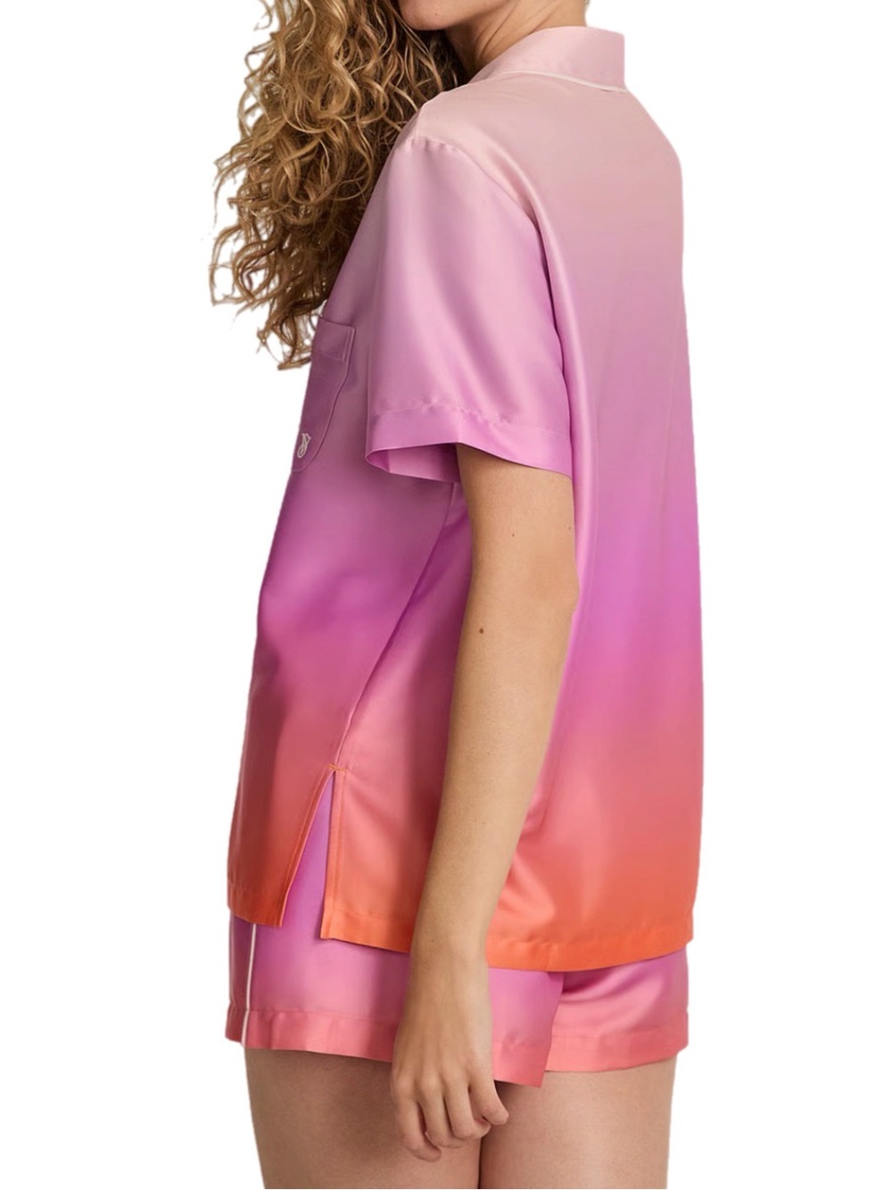 Victoria's Secret | Signature Satin Short Pajama Set Pink Orange Ombre - Picture 2 of 13